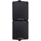 ION Industries - Opbouw Wandcontactdoos - 2-Voudig - Verticaal - Zwart