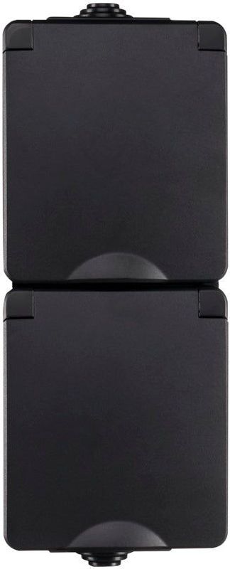 ION Industries - Opbouw Wandcontactdoos - 2-Voudig - Verticaal - Zwart