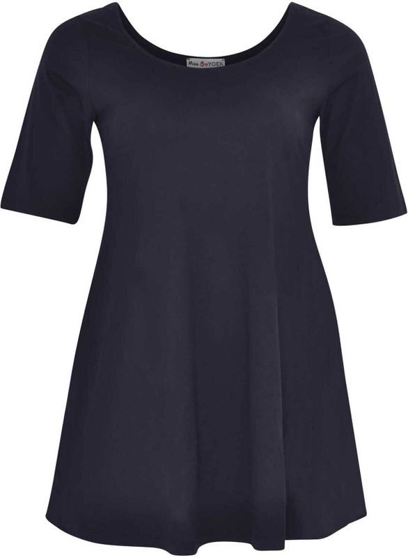 Yoek Grote maten - dames t-shirt korte mouw - donkerblauw