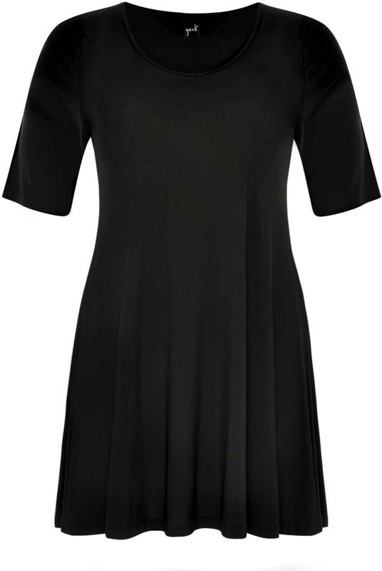 Yoek Grote maten - dames t-shirt korte mouw - zwart