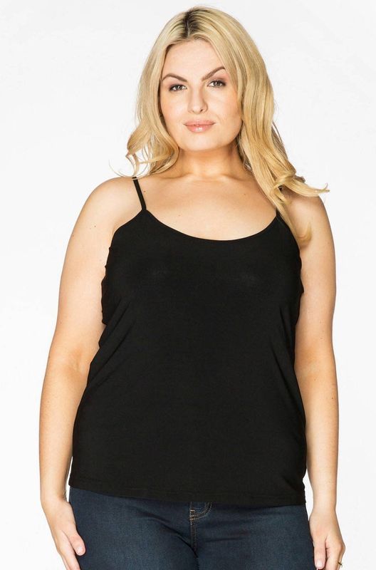 YOEK - DOLCE - Spaghettitop - Zwart - Travelstof