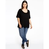 YOEK - Shirt 'Lara' - Zwart - T-shirt - Halve Mouw - Losse Pasvorm