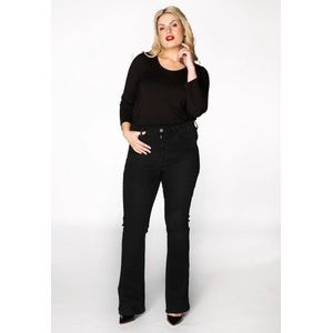 Yoek | Grote maten - dames jeans flare - zwart