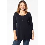 YOEK - Shirt - Nachtblauw - Driekwart Mouw - Losse Pasvorm