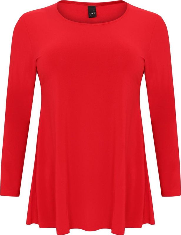 YOEK - Shirt - Rood - A-lijn - Lange Mouw - Normale Pasvorm