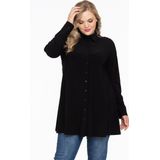 Merk - Effen Blouse met Lange Mouwen en Kentkraag