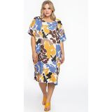 Jerseyjurken - Jurk - Wijd - Met Zakken - Mosterdgeel Blauw Bruin