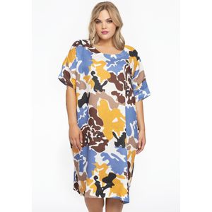 Jerseyjurken - Jurk - Wijd - Met Zakken - Mosterdgeel Blauw Bruin