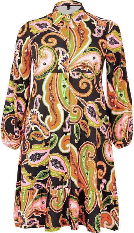 Jurk - Paisley - Met Ruches - Lange Mouwen