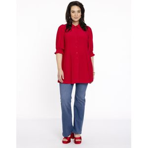YOEK - Blouse - Rood - Klassieke Blouse - Pofmouwen - Knoopsluiting