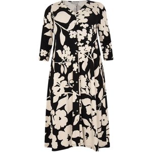 Yoek Blousejurk Gebloemd Zwart/Wit