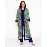 Kimono - FIERCE - Abstract Patroon - Lange Wijde Pasvorm - Paarse Randen