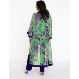 Kimono - FIERCE - Abstract Patroon - Lange Wijde Pasvorm - Paarse Randen
