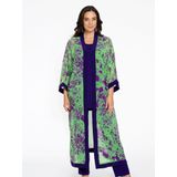 Kimono - FIERCE - Abstract Patroon - Lange Wijde Pasvorm - Paarse Randen
