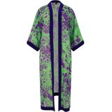 Kimono - FIERCE - Abstract Patroon - Lange Wijde Pasvorm - Paarse Randen