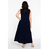 Yoek A-lijn Jurk met Plooien Donkerblauw