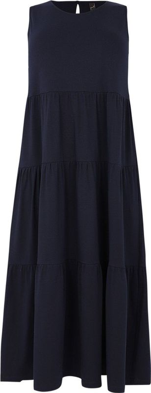 Yoek A-lijn Jurk met Plooien Donkerblauw