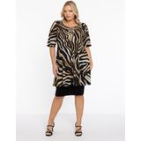 Tunik - Tijgerprint - Korte Mouwen - Wide Bottom Pasvorm - Ronde Hals met Strass