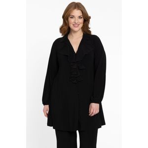 YOEK Jurk - Zwart - Lange Mouwen - V-hals - Midi-Lengte