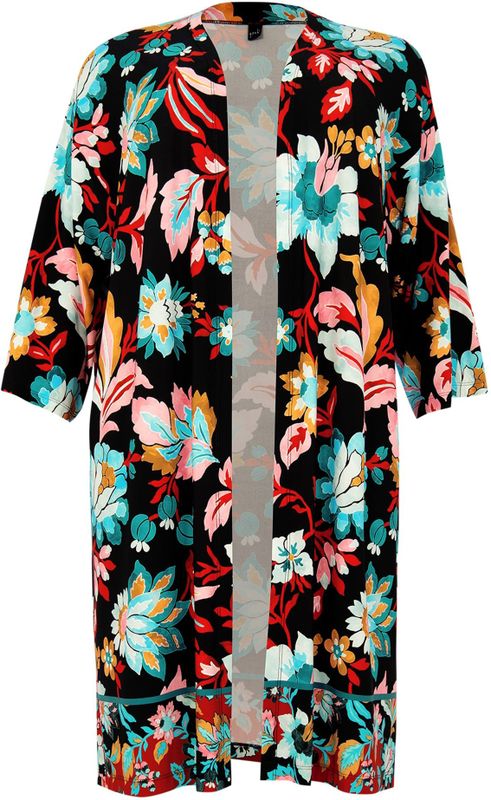 YOEK Kimono - All Over Print Zwart/Blauw/Oranje