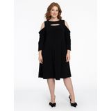 Jurk - Zwart - A-lijn - Dolce - Driekwartmouwen