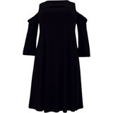 Jurk - Zwart - A-lijn - Dolce - Driekwartmouwen