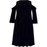 Jurk - Zwart - A-lijn - Dolce - Driekwartmouwen