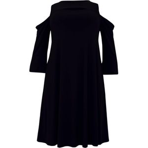 Jurk - Zwart - A-lijn - Dolce - Driekwartmouwen