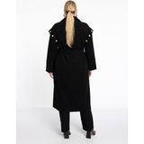 Jas - Knielang - Met Parelversieringen - Klassieke Kraag - Lange Mouwen - Strikceintuur