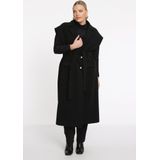 Jas - Knielang - Met Parelversieringen - Klassieke Kraag - Lange Mouwen - Strikceintuur
