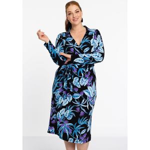 Wikkeljurk - Blauw en Paars - DIANA - Midi-jurk