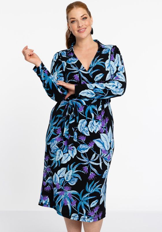 Wikkeljurk - Blauw en Paars - DIANA - Midi-jurk