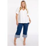 Cargobroek - Cropped - Blauw - Katoenmix met Stretch - 4 Zakken