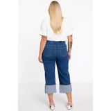 Cargobroek - Cropped - Blauw - Katoenmix met Stretch - 4 Zakken