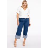 Cargobroek - Cropped - Blauw - Katoenmix met Stretch - 4 Zakken