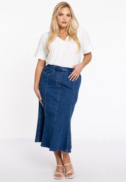 YOEK - Spijkerrok - Medium Blue Denim - Middellange Lengte - Katoen