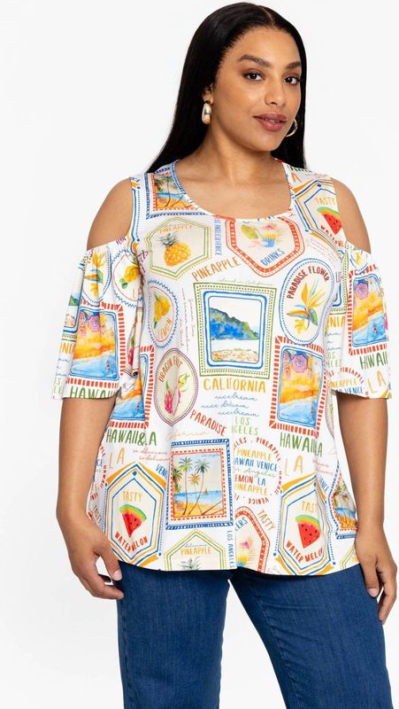 YOEK - Off Shoulder Top - Beige - Blousetop