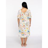 YOEK - Midi Jurk - Multi - Korte Mouwen - Ronde Hals