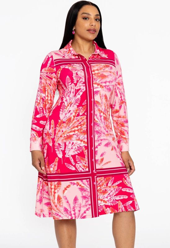 YOEK - Blousejurk - Roze - Lange Mouwen - Knoopsluiting