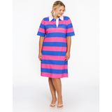 Cocktailjurk - Gestreept - Viscose - Halve Mouw - Wijde Pasvorm