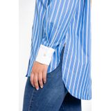 Blouse - Blauw-Wit Gestreept - RIGHE - Katoenmix - Met Knoopjes