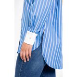 Blouse - Blauw-Wit Gestreept - RIGHE - Katoenmix - Met Knoopjes