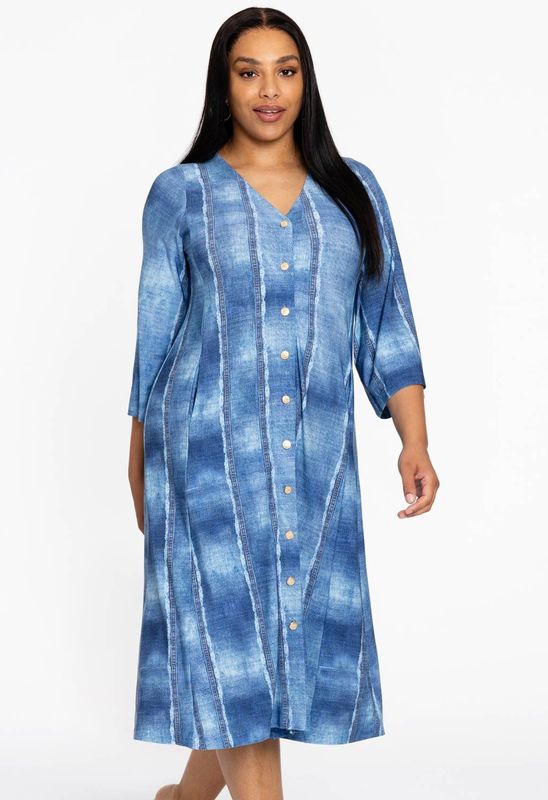 YOEK - Blousejurk - Middellang - Korte Mouwen - V-hals - Polyester