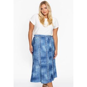 YOEK - A-lijn Rok - Blauw - Middellange Lengte - Polyester