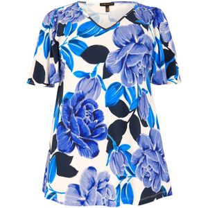 Dolce - Tuniek - Blauw - Wit - V-hals - Korte Mouwen