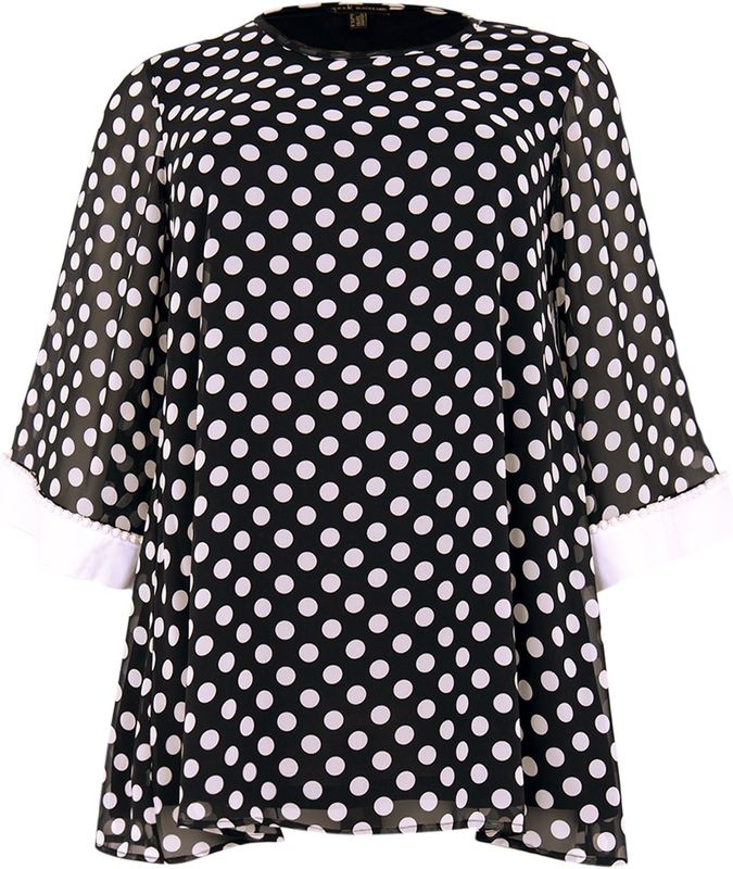 Yoek Tuniek Dots - Vloeiende Klokmouwen - Ademend Voile