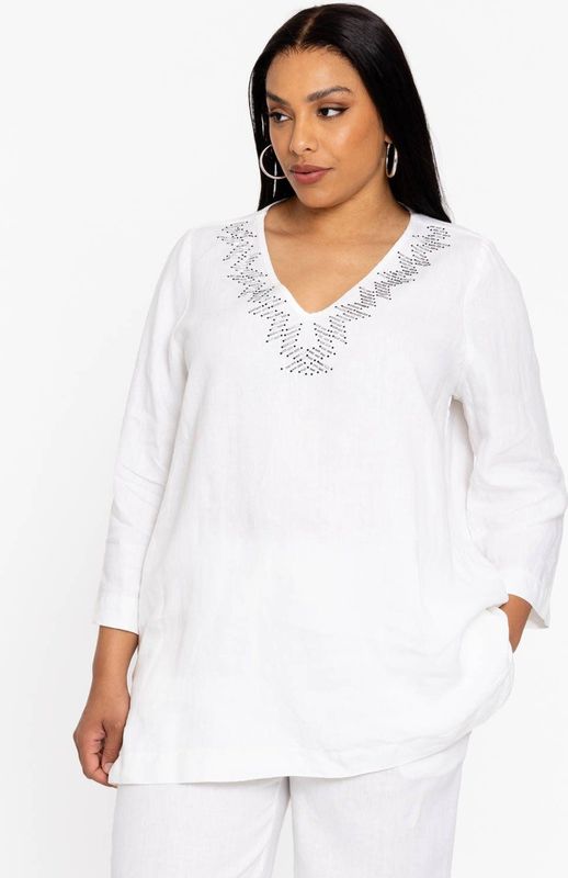 YOEK - Tuniek - Ecru - 100% Linnen - Lange Mouwen