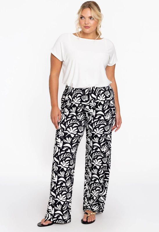 YOEK - Broek - Zwart-Wit - Viscose - Straight Fit