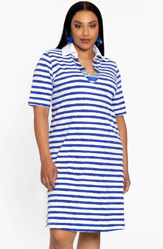 YOEK - A-lijn Jurk - Blauw - Katoen