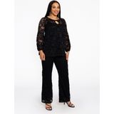 Tuniek - Zwart - Kant - Sleutelgathalslijn - 3/4 Mouwen